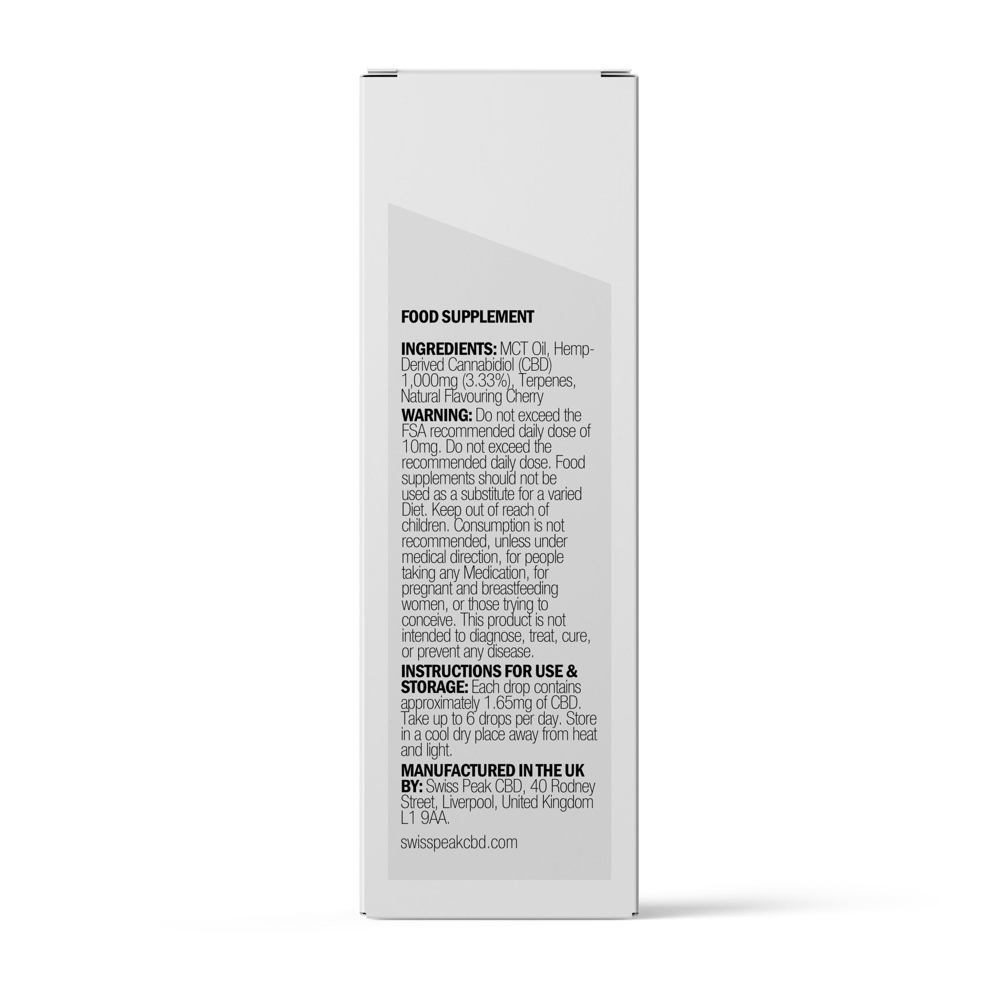 CBD Oil 30ml | Cherry 1000mg - SwissPeakCBD